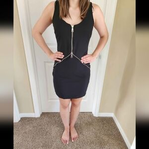 Zara Black Mini Dress with Zipper Detail